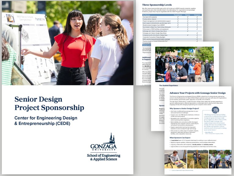 pages of a sponsor guide showing a chart photos and formatting of text