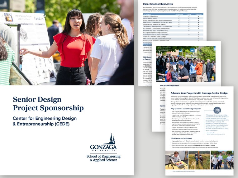 pages of a sponsor guide showing a chart photos and formatting of text